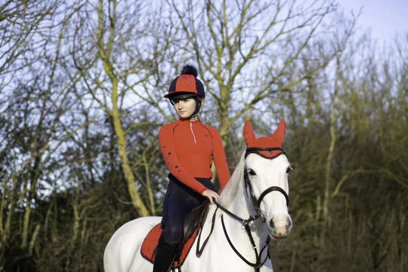 Hy Equestrian DynaMizs Ecliptic Hat Cover - Red/Navy-1